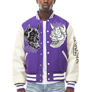 OEM 3D Embroidery <b>Patchwork</b> Custom Unisex Winter Varsity <b>Jacket</b> with Hood Wool Streetwear Plus Size - Product Image 4