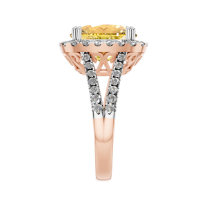 แหวนทอง14K แบบคลาสสิกสำหรับปาร์ตี้งานหมั้นประดับอัญมณีสำหรับงานแต่งงานพร้อมใบรับรอง IGI สีแชมเปญสีเหลือง - Product Image 2