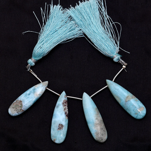 Cuentas de Larimar en forma de pera, lisas, tipo briolette, de 12x35 mm, color azul natural, piedra semipreciosa, cuentas sueltas en forma de lágrima para la elaboración de joyería. - Product Image 2