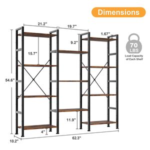 Étagère à livres rustique et moderne à 4 niveaux, étagères ouvertes avec cadre métallique, unité de rangement gain de place - Product Image 2