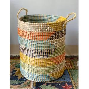 Cesta de Vietnam ecológica, redonda/rectangular/cuadrada, flexible, de junco marino y jacinto de agua, de color natural/personalizado, para ropa. - Product Image 2