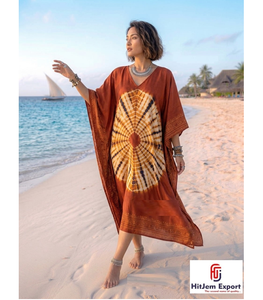 Printed <b>Kaftan</b> Dress Women <b>Beach</b> Cover Up Loose Fit Soft Fabric Fashionable Design Bulk Order for Export - Product Image 1