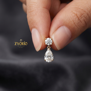 Boucles d'oreilles pendantes de luxe pour femmes Zyorio Jewels en or 14 carats avec diamant taille poire certifié IGI - Product Image 2