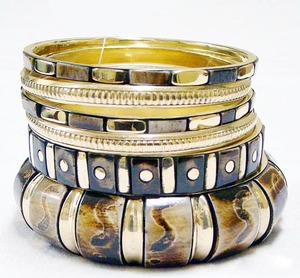 Juego de Brazaletes Vintage con Incrustaciones de Hueso, Tono Oro Antiguo, con Tachuelas de Metal y Hueso, Estilo Tribal Étnico, Pulseras Apilables, Lote de Joyería de Latón al por Mayor - Product Image 3