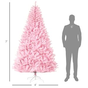 Albero di Natale Artificiale Rosa in PE PVC da 2,1 m, Facile Apertura Automatica con Base in Acciaio per Decorazioni Interne, Disponibile nelle Misure 180 cm e 210 cm - Product Image 3