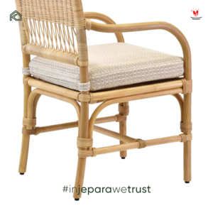 Fauteuil de salle à manger en rotin moderne, chaise en rotin tissé naturel avec coussin, fabrication artisanale, confortable, durable, design scandinave, restaurant - Product Image 6