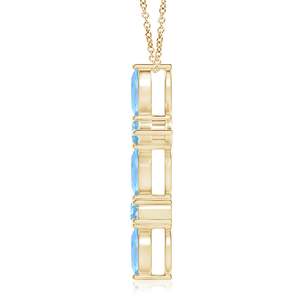 5x2.5MM Marquise & 2.5MM Round Cut 0.78Ct Aquamarine Cross Shape <b>Pendant</b> 14K 18K <b>Solid</b> <b>Gold</b> Unisex Christmas Gift Cross <b>Pendant</b> - Product Image 2