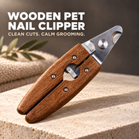 Coupe-ongles pour chien avec manche en bois, tête de coupe en acier inoxydable, retour automatique et verrou de rangement, portable et pratique pour l'entretien des griffes des animaux de compagnie