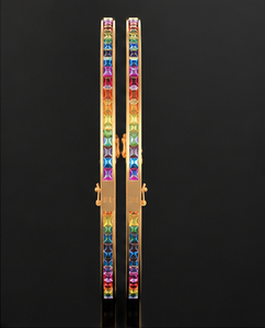 Trending Multi-Color <b>Rainbow</b> Sapphire Gemstone Bangle in 18kt Rose Gold for Women Party Wear Wedding Daily Wear Office Wear - Product Image 2