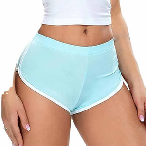 Women's High Waist Solid Color Sporty Shorts Breathable Knitted Spandex Cotton Elastic Waist Regular Fit - Product Image 3