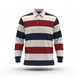 Maillot de rugby personnalisé respirant imprimé à manches longues pour hommes, chemises rayées de grande densité - Product Image 1