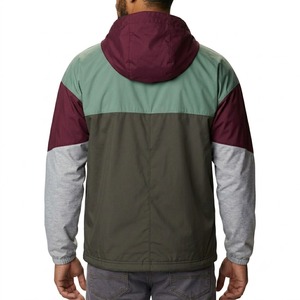 Mens Color Block Hooded Windbreaker <b>Jacket</b> Full Zip Lightweight Outdoor Sports Coat Waterproof Casual Activewear - Product Image 2