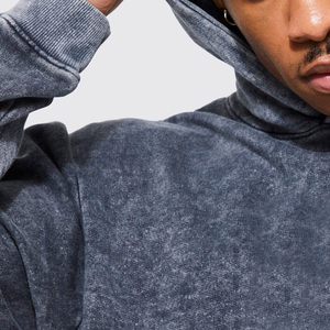 Sweat à capuche tendance pour homme, effet délavé, en coton mélangé, confortable, style streetwear pour un usage quotidien décontracté, sweats à capuche BRG effet délavé - Product Image 3