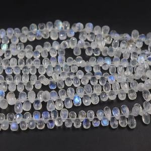 AAA Quality Natural Rainbow <b>Moonstone</b> Faceted 5*7 mm Briolette Drops 8 Inches Side Drill for Jewelry Making - Product Image 1
