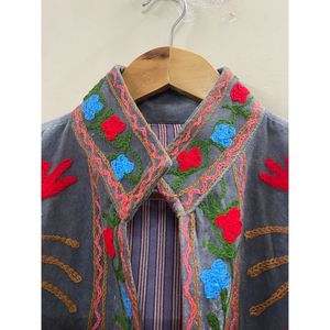 <b>Women's</b> <b>Velvet</b> <b>Jacket</b> Mandarin Collar Floral Embroidery Prairie Chic Autumn Coat Handmade Suzani <b>Velvet</b> <b>Jacket</b> - Product Image 3