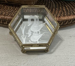 Fancy Hexagonal <b>Glass</b> Jewelry <b>Box</b> Modern Design Gold Brass Metal Frame Clear Display Trinket Keepsake Organizer Wedding Ring <b>Box</b> - Product Image 3