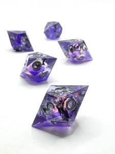 Dés à facettes artisanaux à bords tranchants, forme spéciale, ensemble de 7 dés en résine pour D&D, coffret cadeau de dés en résine design - Product Image 2
