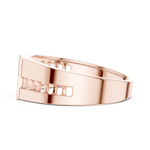 Bague pour homme en alliage de luxe, or rose, moissanite |   Bande de pavé carré en cluster |   Bijoux modernes plaqués rhodium - Product Image 3