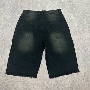 Shorts en jean personnalisés avec logo brodé pour homme – Coupe bootcut, ourlet brut, taille mi-haute, séchage rapide, style vintage – Idéal pour l'hiver et les loisirs - Product Image 4