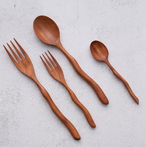 Hand Polished Wooden Flatware Set Minimalist Design Reusable Camping Cutlery For Tableware Hotel Use And Restaurant Use - Product Image 1