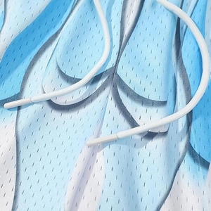 Men's <b>Light</b> Blue White Solid Mid Waist Drawstring Casual Woven 100% Polyester Breathable Lightweight Boho Short Shorts - Product Image 5
