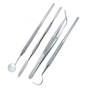 Kit d'examen dentaire en acier inoxydable pour usage professionnel : miroir de blanchiment dentaire, détartreur, pinces, instruments chirurgicaux de base - Product Image 1