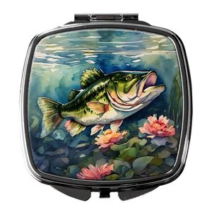 Espejo de maquillaje de mano plegable compacto para mujeres y niñas, bajo de boca grande, regalo de viaje decorativo, tamaño de bolsillo - Product Image 1