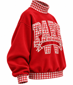 Pull-over streetwear en molleton de coton surdimensionné pour femme, col montant, personnalisé avec logo brodé ou imprimé, vente en gros - Product Image 3