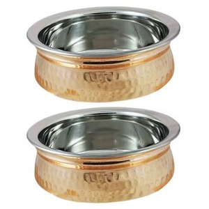 Olla redonda de cobre con tapa de vidrio y asas de latón, apariencia antigua y duradera para la cocina - Product Image 1