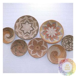 Ensemble de paniers muraux en rotin, assiettes tissées en fibres naturelles pour l'hôtellerie, les intérieurs d'hôtels, les halls d'hôtels, les restaurants, les cafés, la décoration de salles à manger - Product Image 4