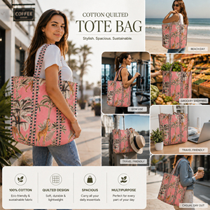 Best Quilted Tote Bag for Solid Color Bohemian Style Open Top Trendy Cotton Fashion Weekend <b>Beach</b> Daily Use Shoulder <b>Accessory</b> - Product Image 2
