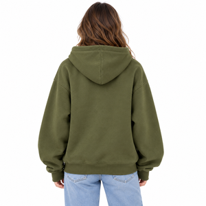 Sudadera con Capucha Verde Oliva para Mujer, Diseño de Gato Negro, Calabaza y Luna, Estilo Casual de Otoño - Product Image 6