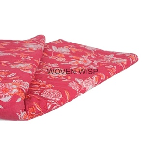 New 2024 Multi-Color Wholesale Fabric Indian Cloth Textile 100% Cotton Garment Fabric Material Floral Hand Block Screen Print - Product Image 4