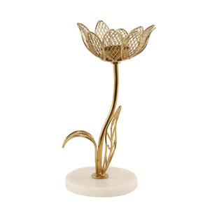 เชิงเทียนทองเหลืองลายดอกไม้สวยงาม - Product Image 3