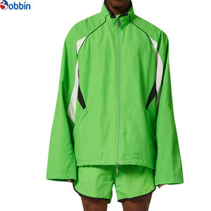 Comfortable Custom Logo Nylon Outdoor Sport Waterproof Blank Custom Men Windbreaker Short Tracksuit Set Zip up Jacket Nylon Sets - Product Image 1