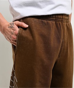 Pantalones Deportivos de Felpa Marrón para Hombre, Personalizados, Cintura Elástica, Franja Lateral con Estampado Digital, Corte Holgado Informal, Tejido de Peso Medio, Otoño - Product Image 6