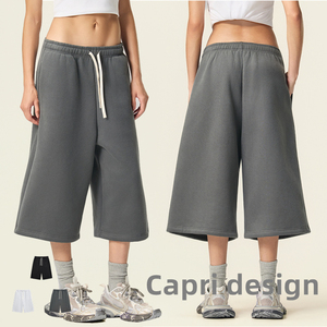 Shorts Bermuda Vintage en Coton Gris Polaire pour Homme, Taille Élastique, Coupe Ample, Décontracté, Idéal Été, Cinq Poches, Fermeture à Cordon - Product Image 3