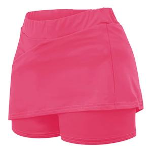 Women's Pink Asymmetrical Sport <b>Skirt</b> <b>With</b> Built-In Shorts <b>Elastic</b> <b>Waist</b> Breathable Polyester Mini Length Summer Wear - Product Image 1