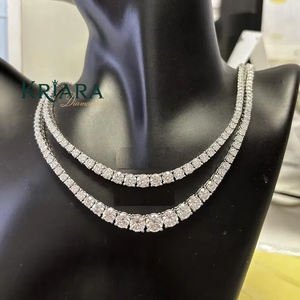 Collar de tenis de moissanita de plata S925 con baño de rodio, corte brillante redondo, engaste de garras, joyería de lujo para mujer - Product Image 1