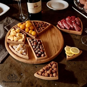 premium acacia wood serving <b>tray</b> for hotel with handles handmade acacia wooden <b>tray</b> for <b>snacks</b> rustic style eco friendly - Product Image 3