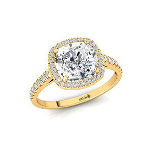 Bague Solitaire de Luxe en Or Jaune 14K 18K Certifiée IGI avec Diamant de Laboratoire Taille Coussin 2C D VVS, Personnalisable pour Fiançailles et Mariage - Product Image 3