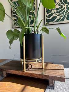 Macetero Moderno Minimalista de Metal Negro con Soporte de Hierro Dorado, Maceta de Lujo para Interiores, Soporte para Plantas para Decoración del Hogar y la Oficina - Product Image 4