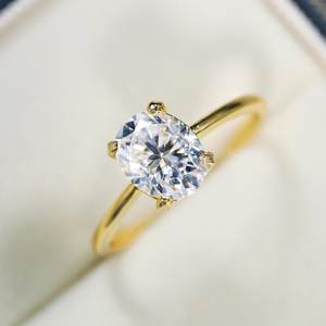 Moissanite <b>Ring</b> 925 Sterling Silver 14K Gold Plated Prong Wedding Engagement <b>Ring</b> For Women Fine Jewelry Gift - Product Image 5