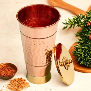 Vintage Design 100% Pure <b>Copper</b> <b>Mug</b> and Glass Set Handmade Eco-Friendly Home Drinkware - Product Image 2