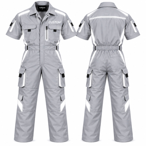 Combinaison de travail industrielle pour homme 100% coton, manches courtes, réfléchissante, résistante aux taches, résistante à l'abrasion, protection de sécurité personnalisée - Product Image 2