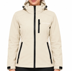 Chaqueta Softshell con Capucha para Mujer, Ligera, con Cierre Completo, Diseño Personalizado, Bolsillo Frontal Seguro - Product Image 1