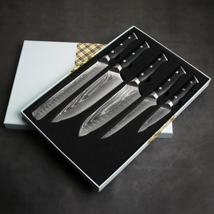 Ensemble de couteaux de chef professionnels en acier Damas avec étui en cuir, collection de couteaux de cuisine pour restaurant et usage culinaire - Product Image 5