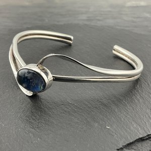Vintage Moonstone Sterling Silver Fancy Torc <b>Bangle</b> Handmade Natural Gemstone Jewelry Elegant Gift Women Luxury <b>Gold</b> Plated IGI - Product Image 3