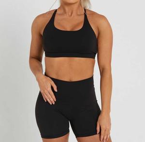Ensemble de shorts et soutien-gorge de yoga pour femmes de haute qualité, vêtements de sport, tenue de fitness personnalisée, ensemble 2 pièces pour femmes - Product Image 1