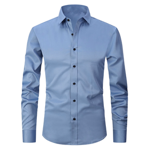 Camisa de Vestir para Hombre, Corte Slim Fit, Color Índigo, Manga Larga, Cierre de Botones, Clásica, Formal, para Oficina, Bodas, Fiestas, Elegante y Cómoda - Product Image 1